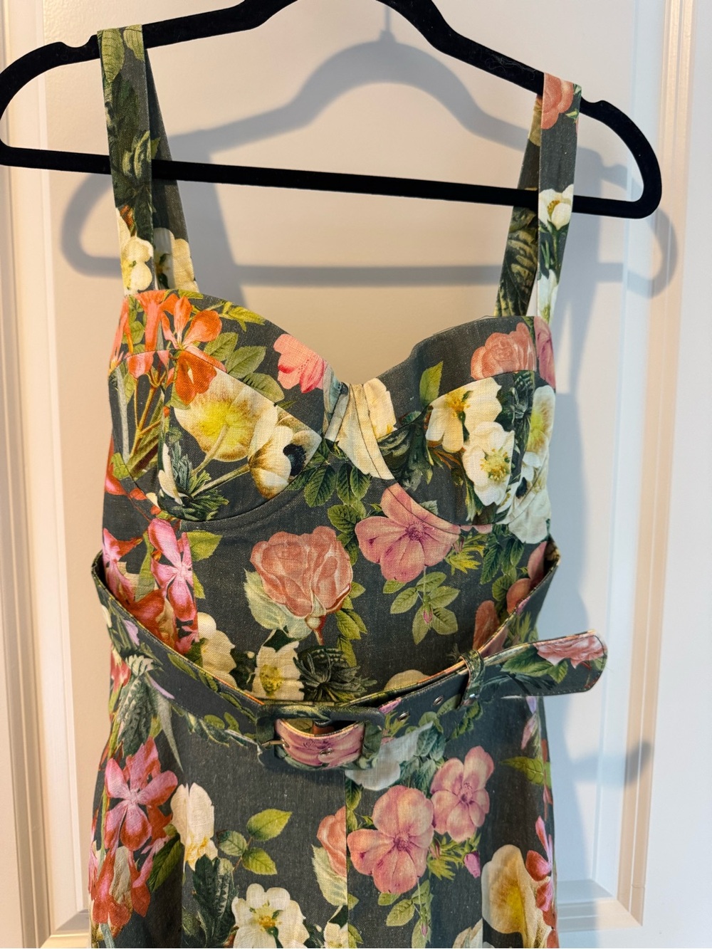 Cara Cara Calypso Olive Kingston Floral Linen Maxi Dress | Size 12 - Picture 4 of 8